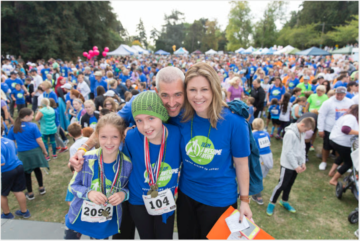 Avery and her family at the 2016 Run of Hope. Team Awesome Avery raised $70,000 for Seattle Children’s Hospital.