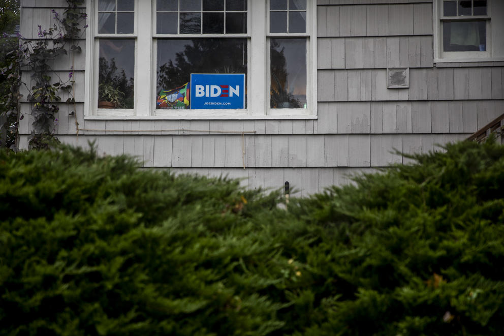 A Biden campaign sign