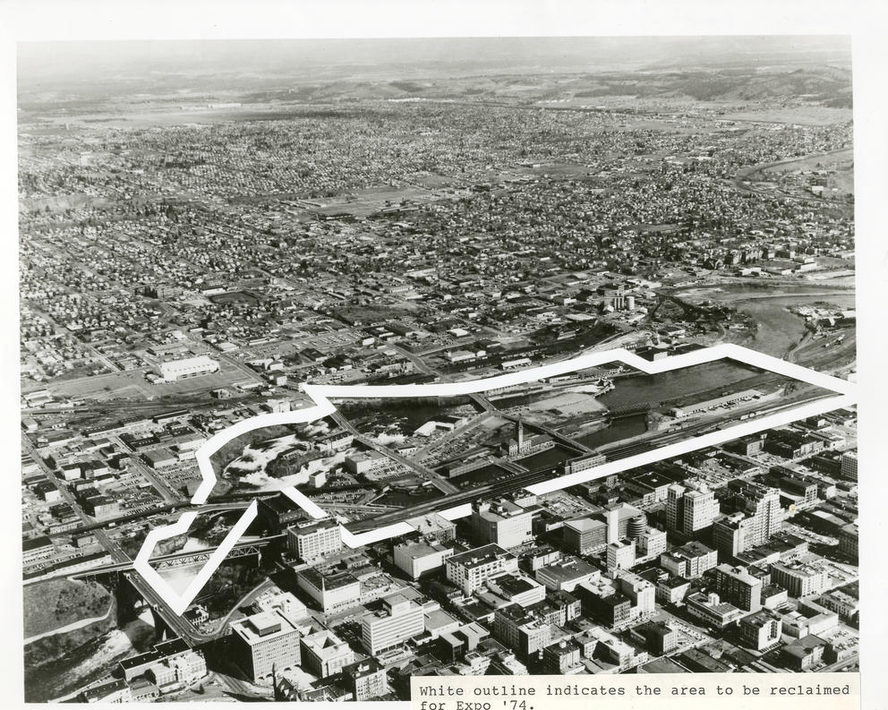 Aerial view showing the site for the fair
