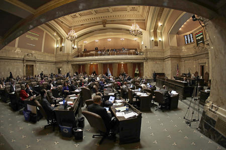 Lawmakers in the House chamber in Olympia