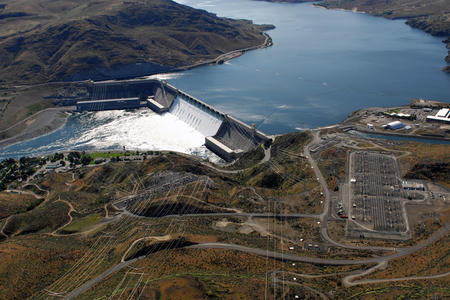 Aerial photo of a dam