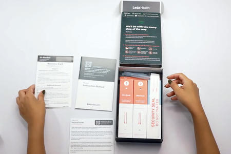 A screenshot from a Leda Health video showing their Early Evidence Kits.