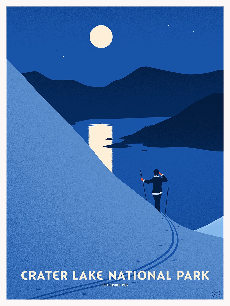 National Park Poster of Crater Lake by Thomas Danthony