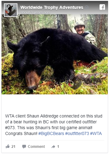 Legend Solar co-owner Shaun Alldredge poses on a trophy hunting trip to Canada. Several former Legend Solar staff members said employees took issue with the owners’ travel.