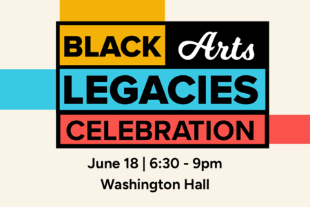 Black Arts Legacies Celebration logo with the event date and location beneath